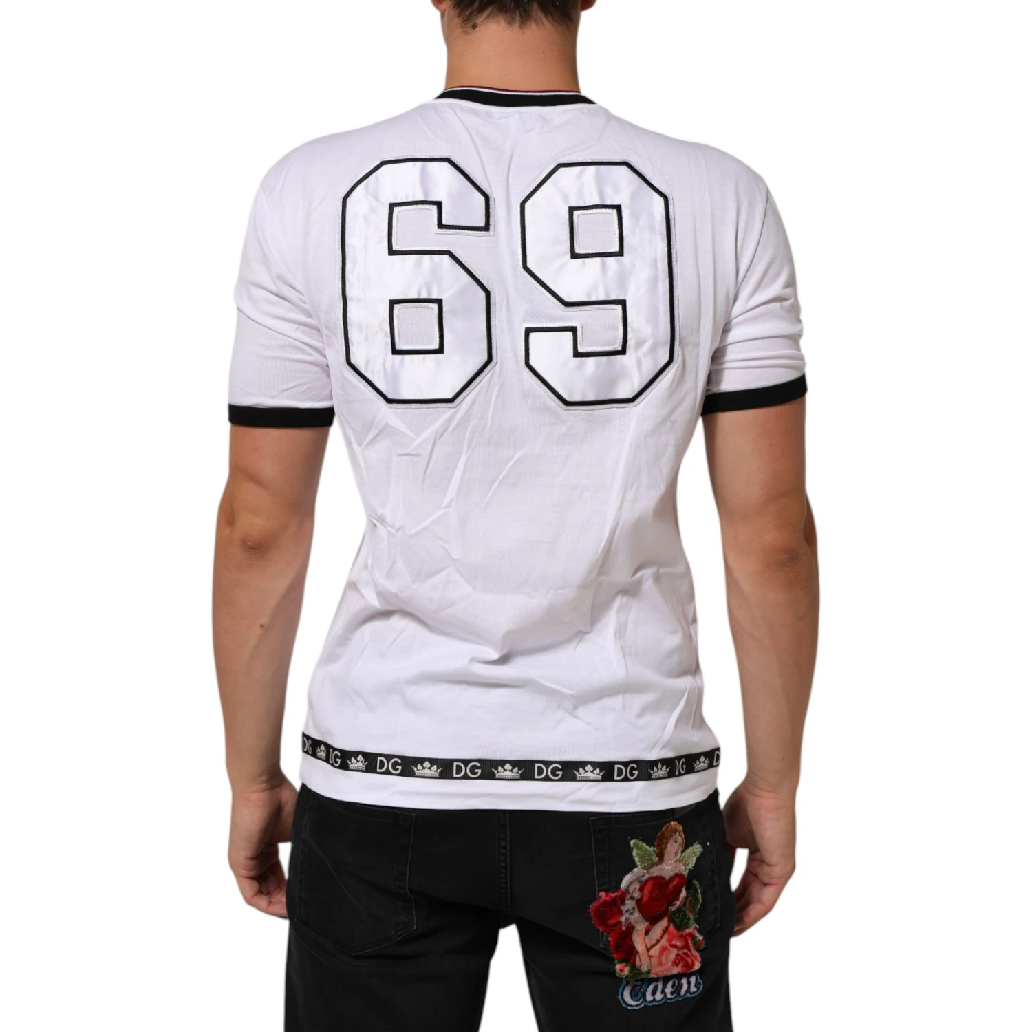 White Cotton Crown King Embroidery T-shirt