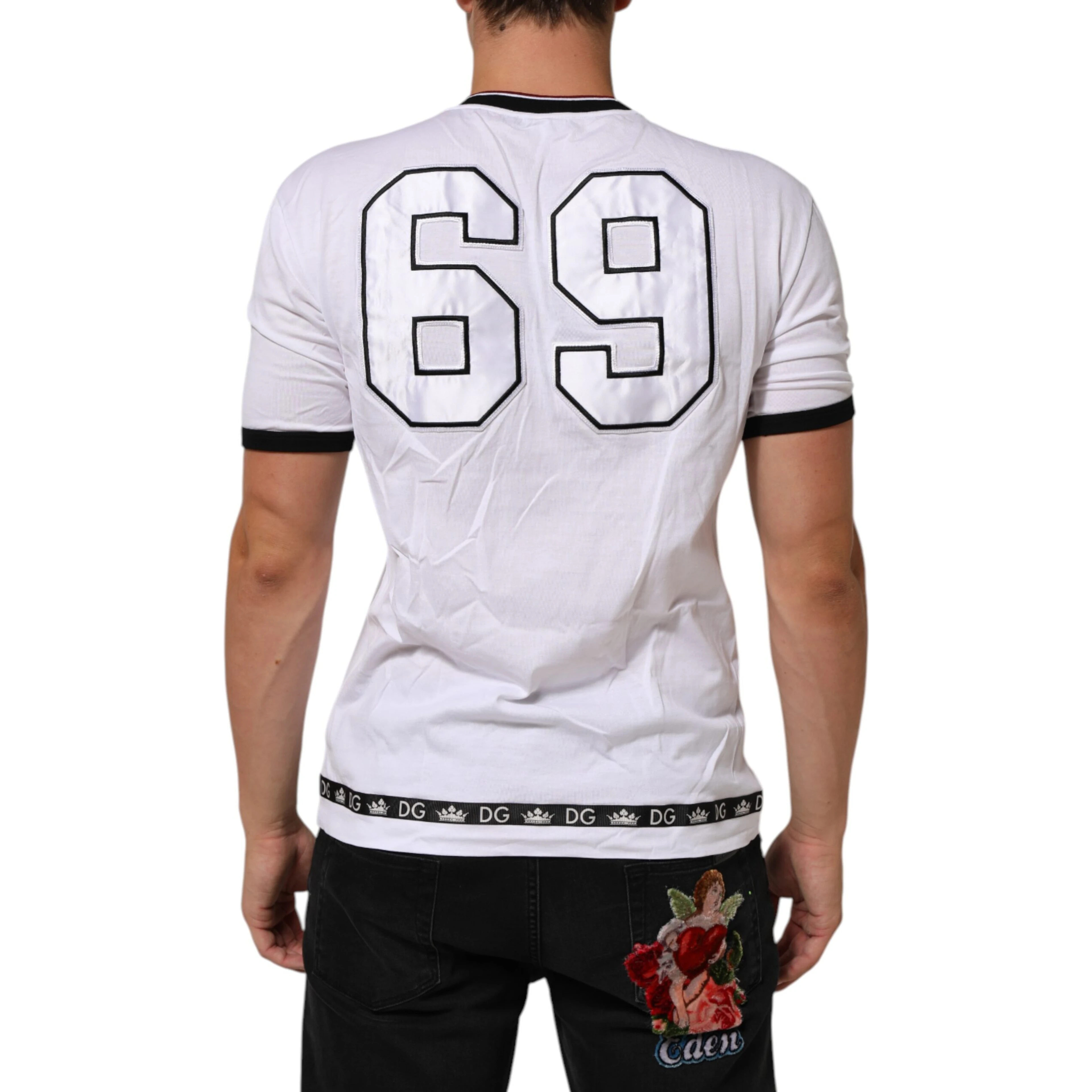White Cotton Crown King Embroidery T-shirt