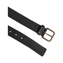 Black Leather Metal Buckle Classic Men Belt