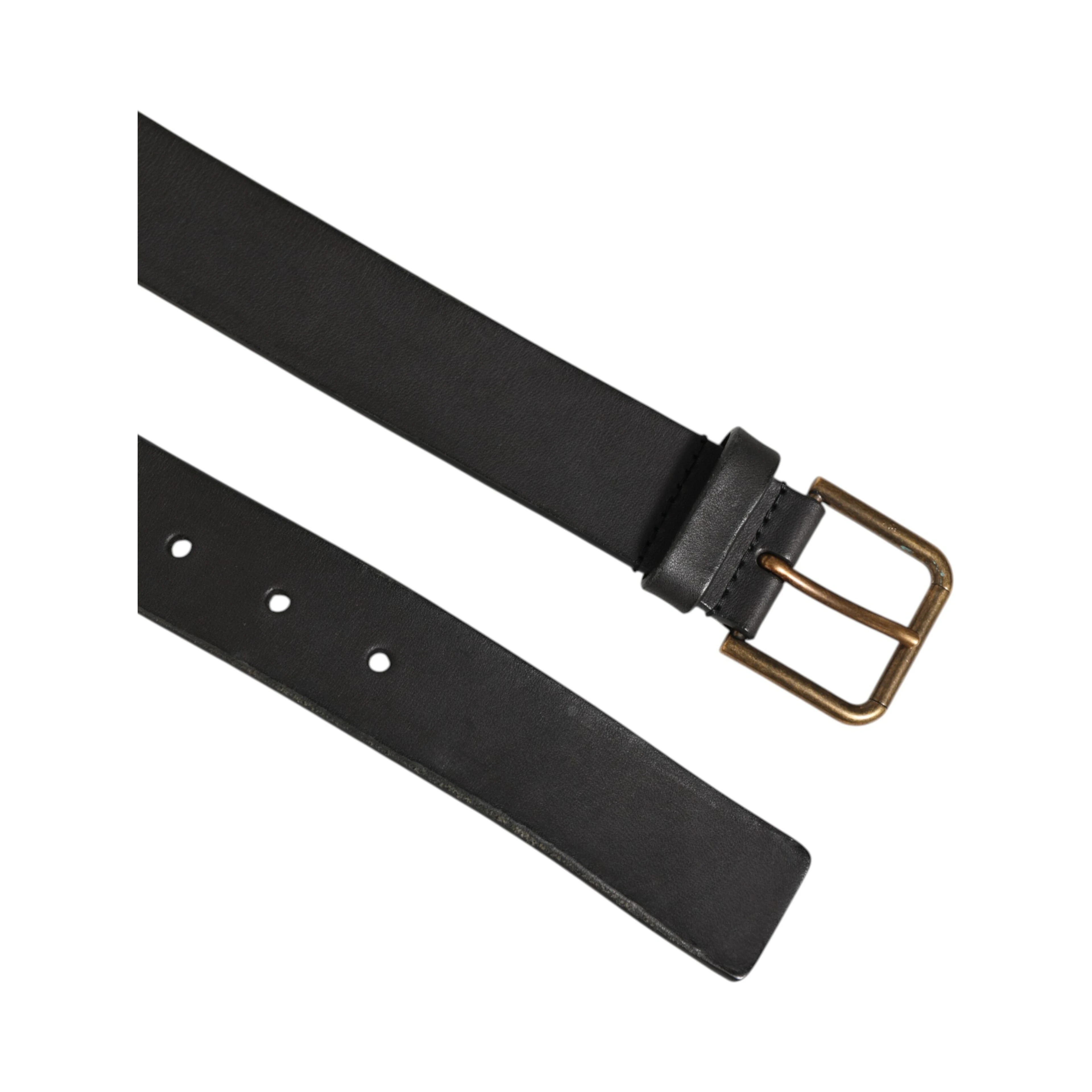 Black Leather Metal Buckle Classic Men Belt