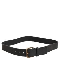 Black Leather Metal Buckle Classic Men Belt