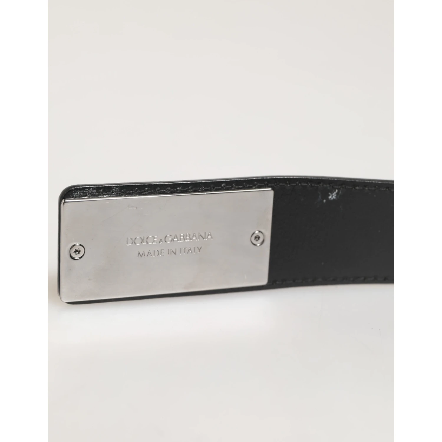 Black Leather Classic Metal Logo Buckle Belt