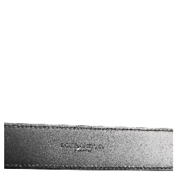 Black Leather Classic Metal Logo Buckle Belt