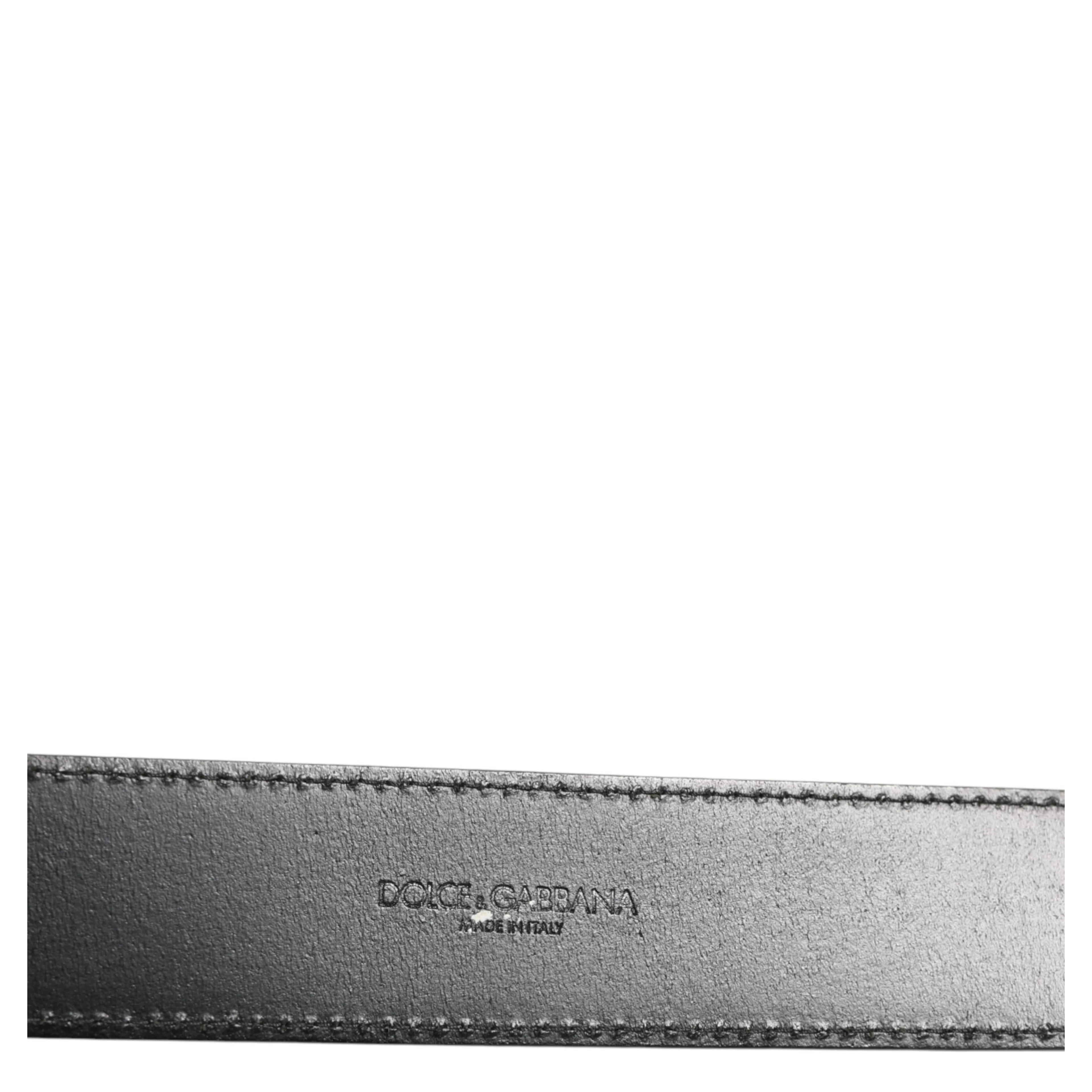 Black Leather Classic Metal Logo Buckle Belt