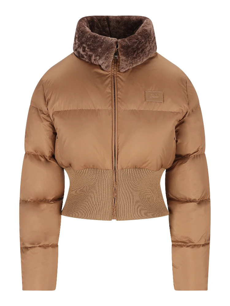 Quilted shearling-collar jacket