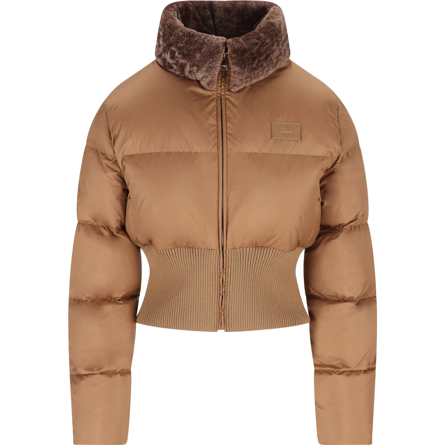 Quilted shearling-collar jacket