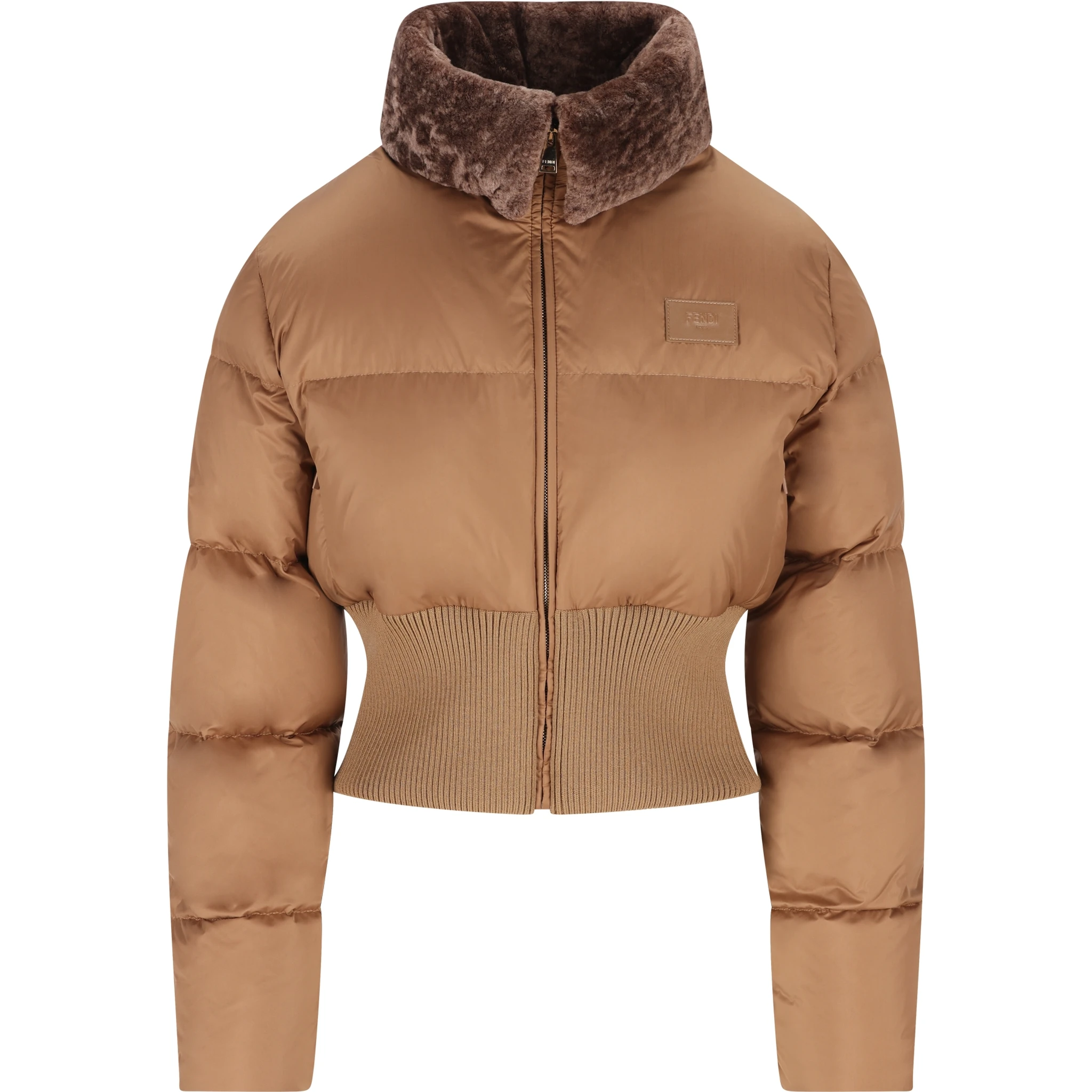 Quilted shearling-collar jacket