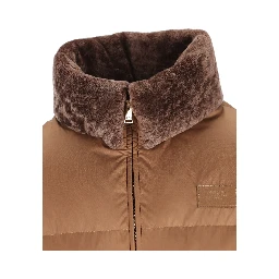 Quilted shearling-collar jacket