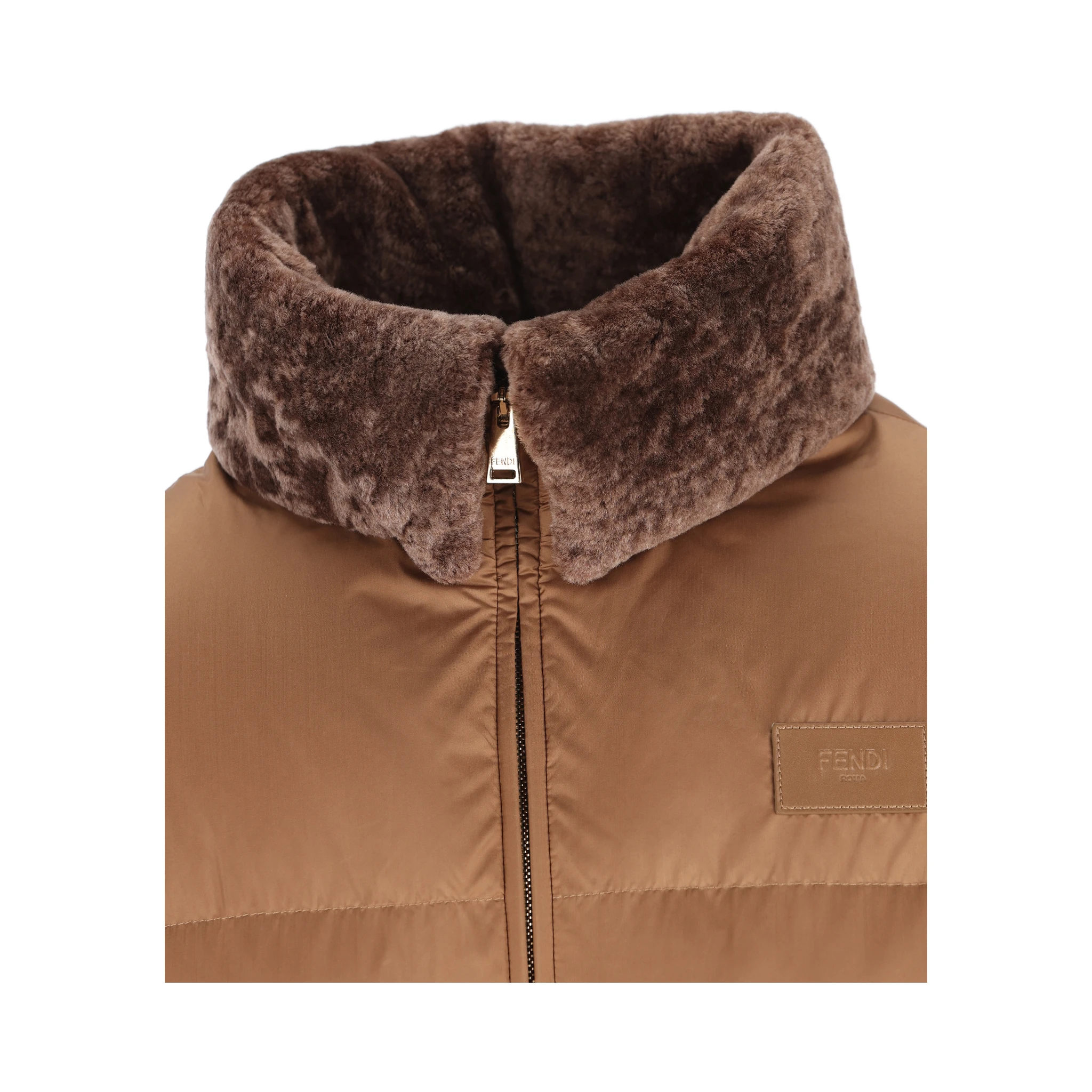 Quilted shearling-collar jacket