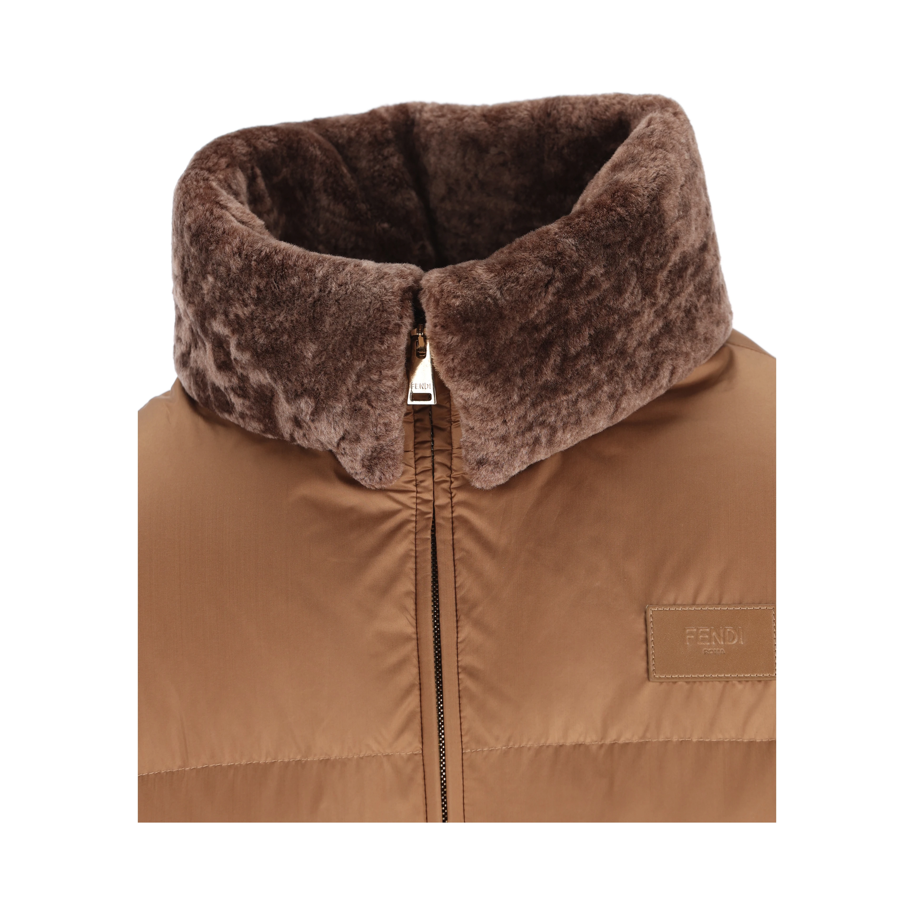 Quilted shearling-collar jacket