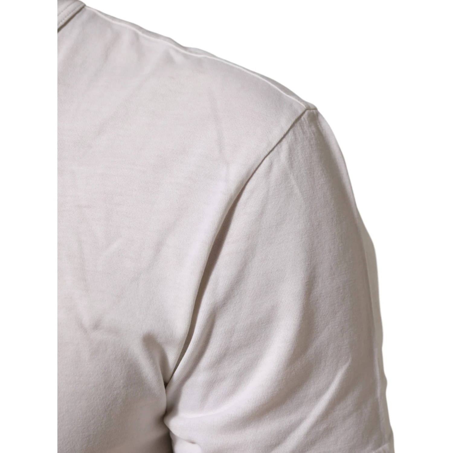 White Logo Print Cotton Crew Neck Men T-shirt