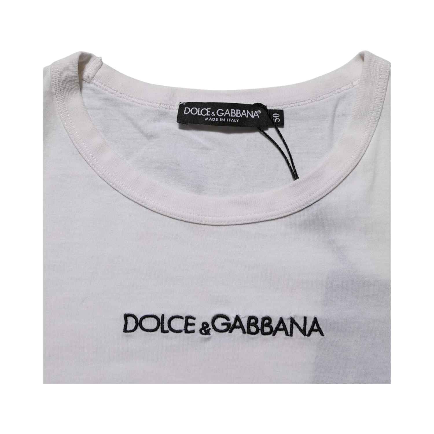 White Logo Print Cotton Crew Neck Men T-shirt