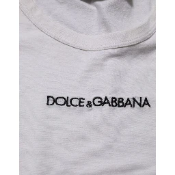 White Logo Print Cotton Crew Neck Men T-shirt