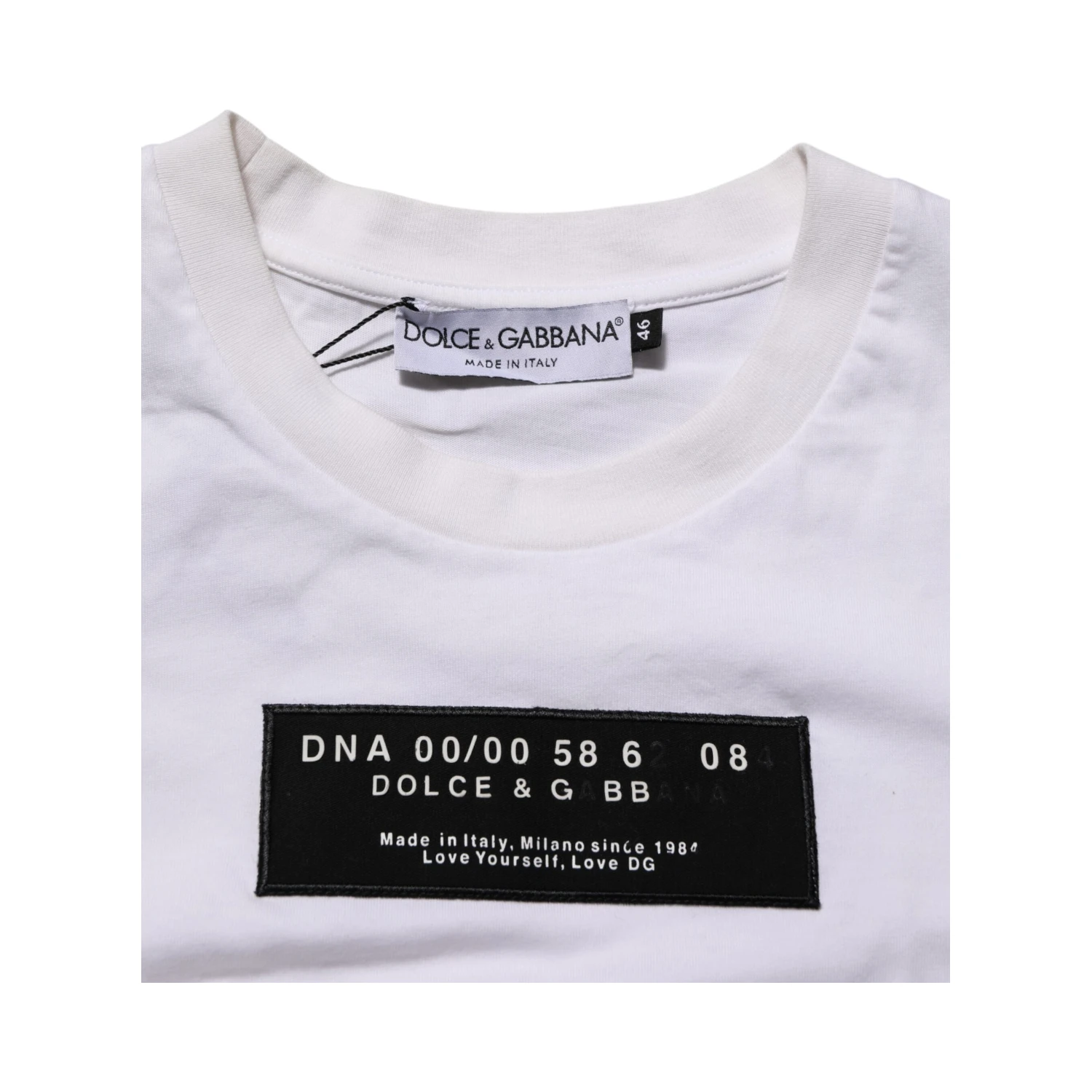 White Cotton Logo Print Crew Neck Men T-shirt