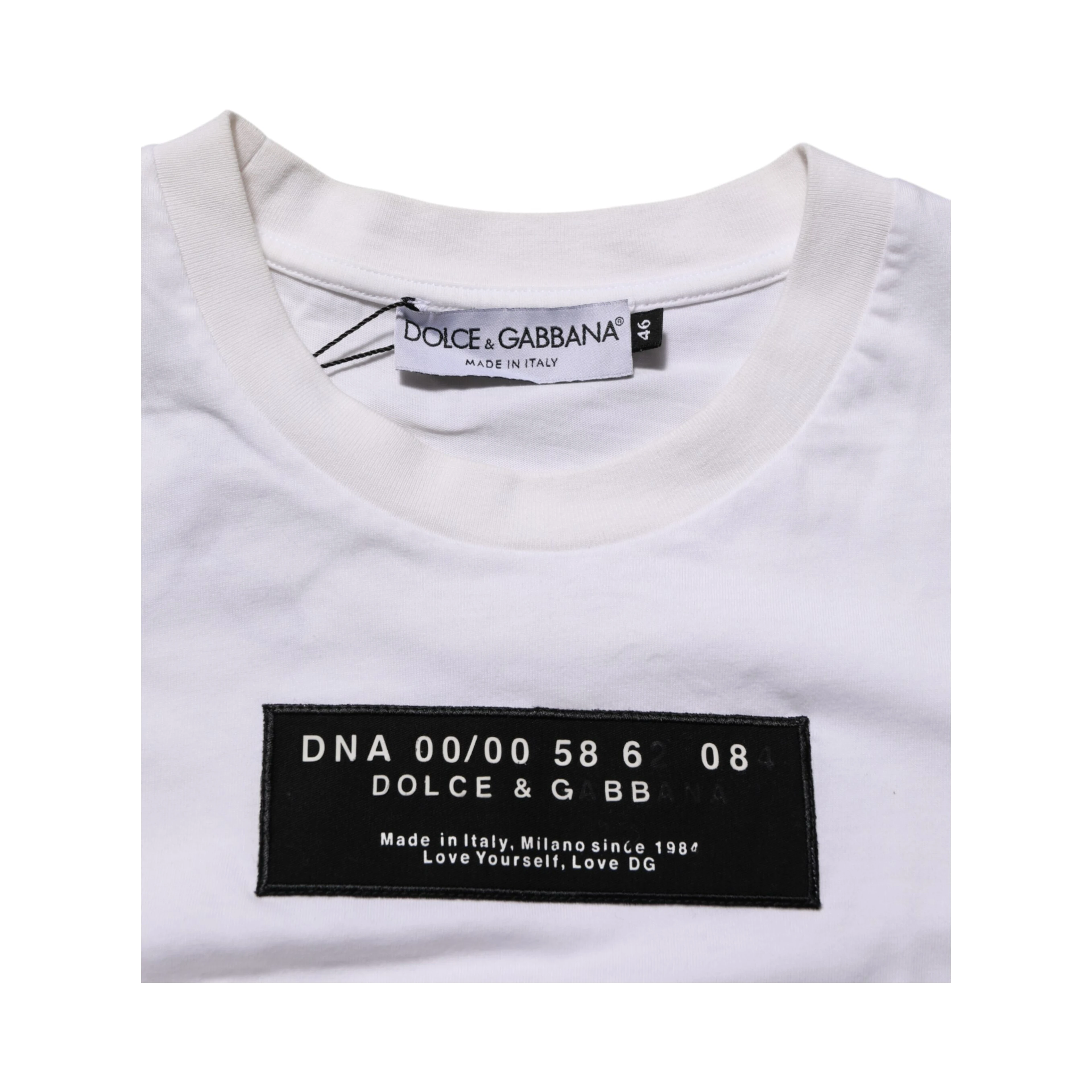 White Cotton Logo Print Crew Neck Men T-shirt