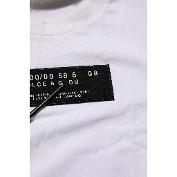 White Cotton Logo Print Crew Neck Men T-shirt