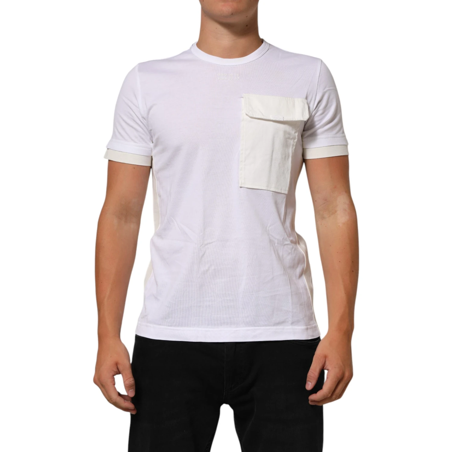 White Cotton Pocket Crew Neck Men Tee T-shirt
