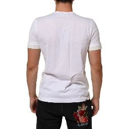 White Cotton Pocket Crew Neck Men Tee T-shirt