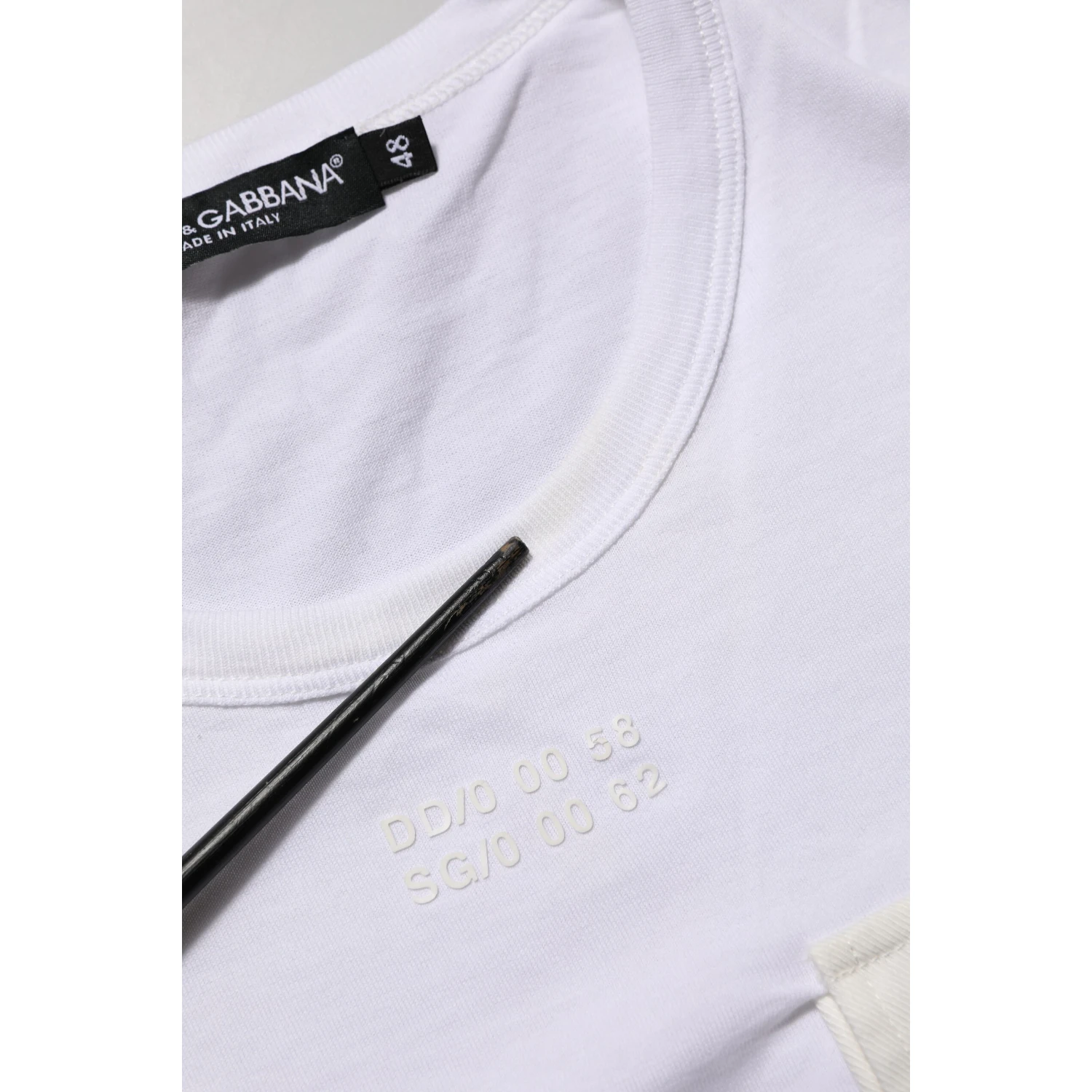 White Cotton Pocket Crew Neck Men Tee T-shirt