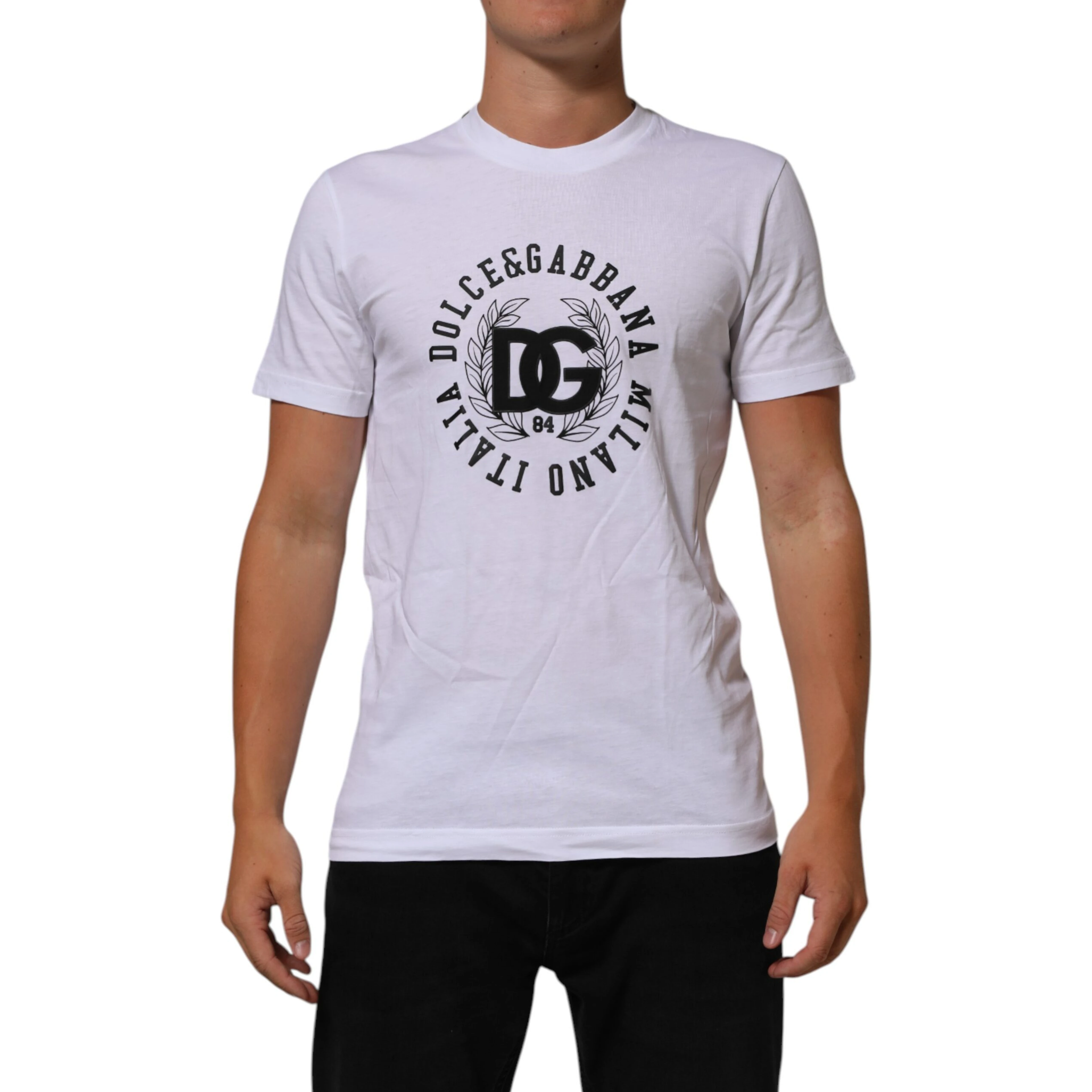 White Cotton Logo Print Crew Neck T-shirt