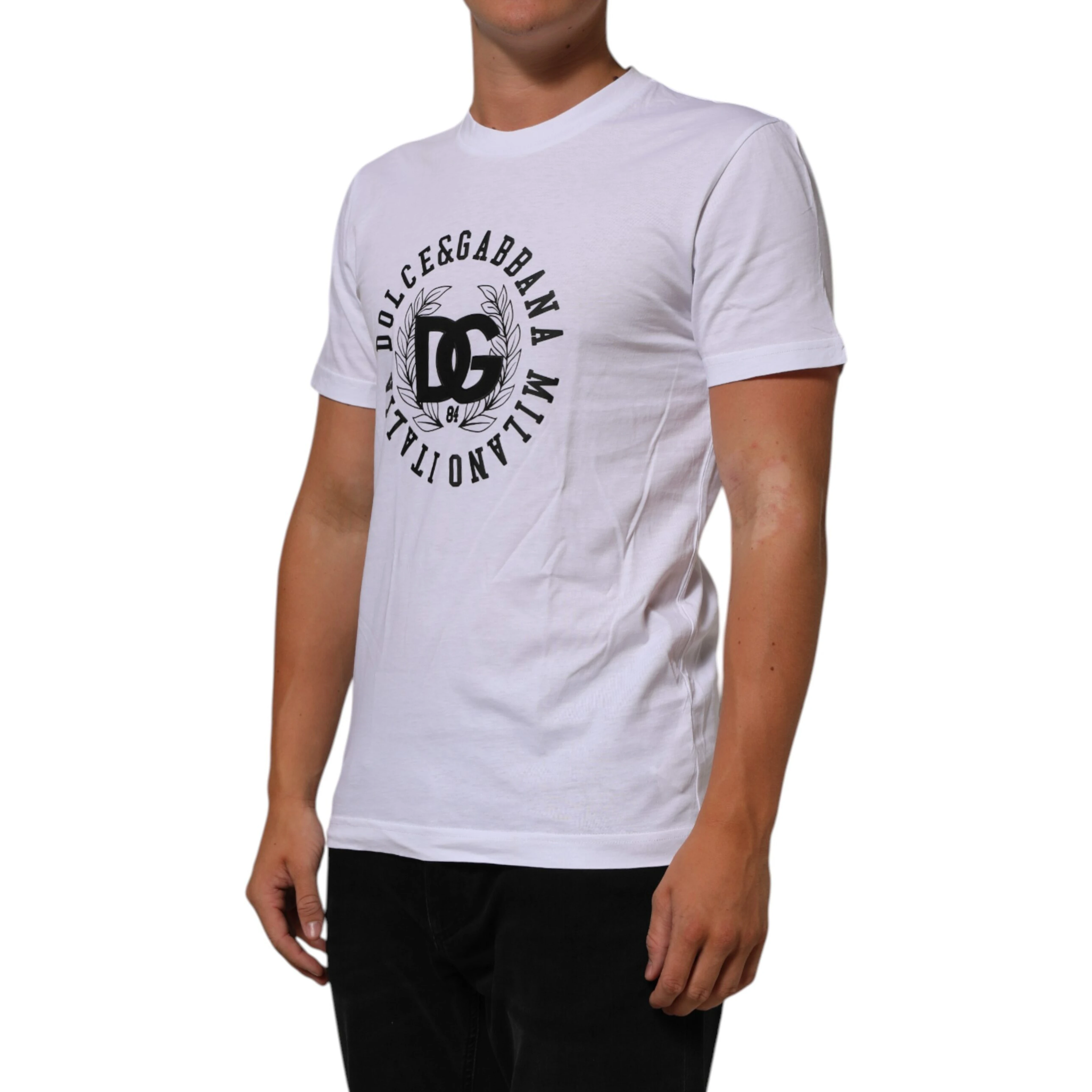 White Cotton Logo Print Crew Neck T-shirt