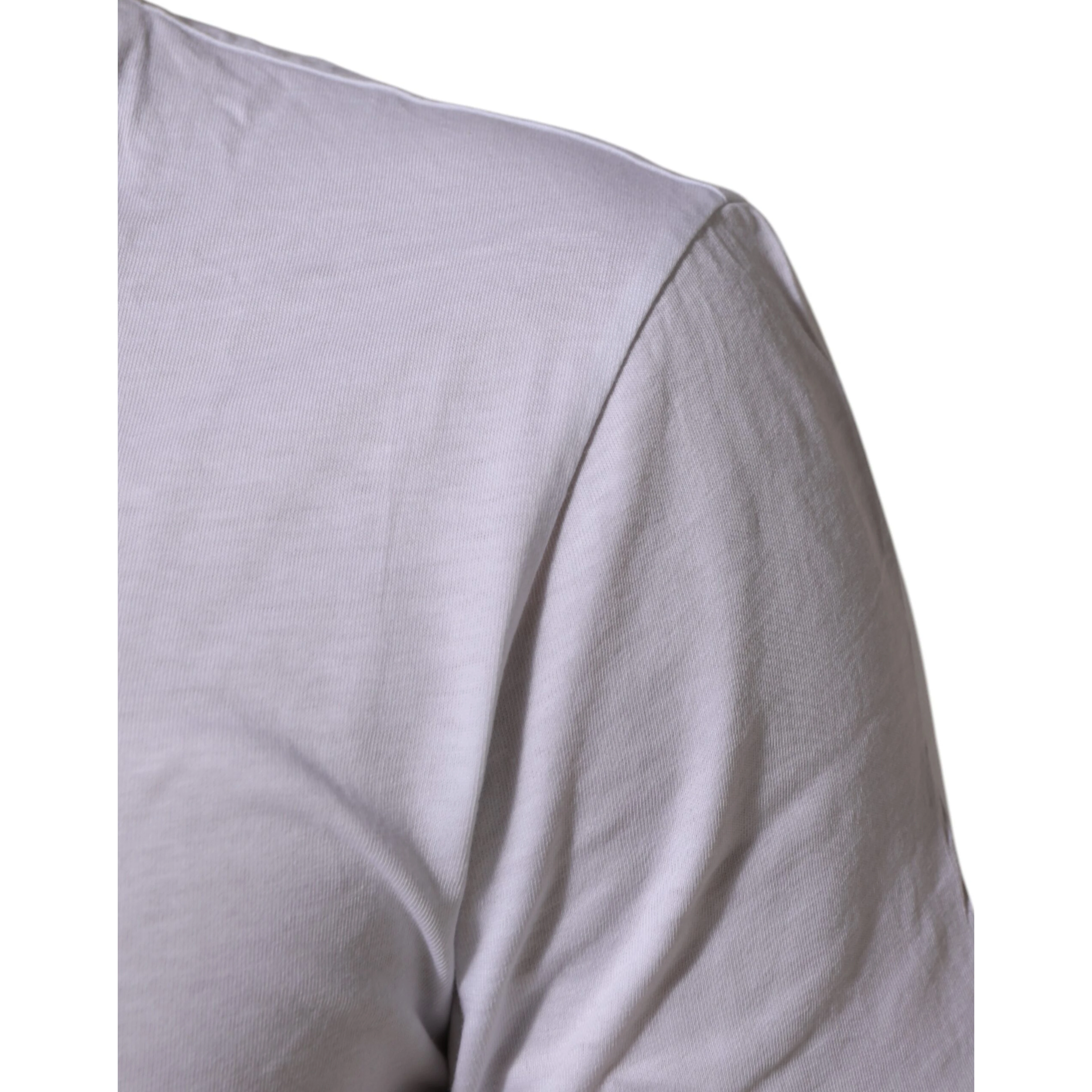 White Cotton Logo Print Crew Neck T-shirt