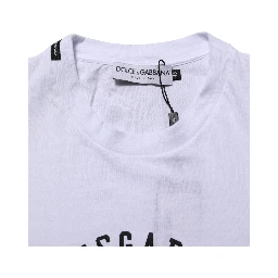 White Cotton Logo Print Crew Neck T-shirt