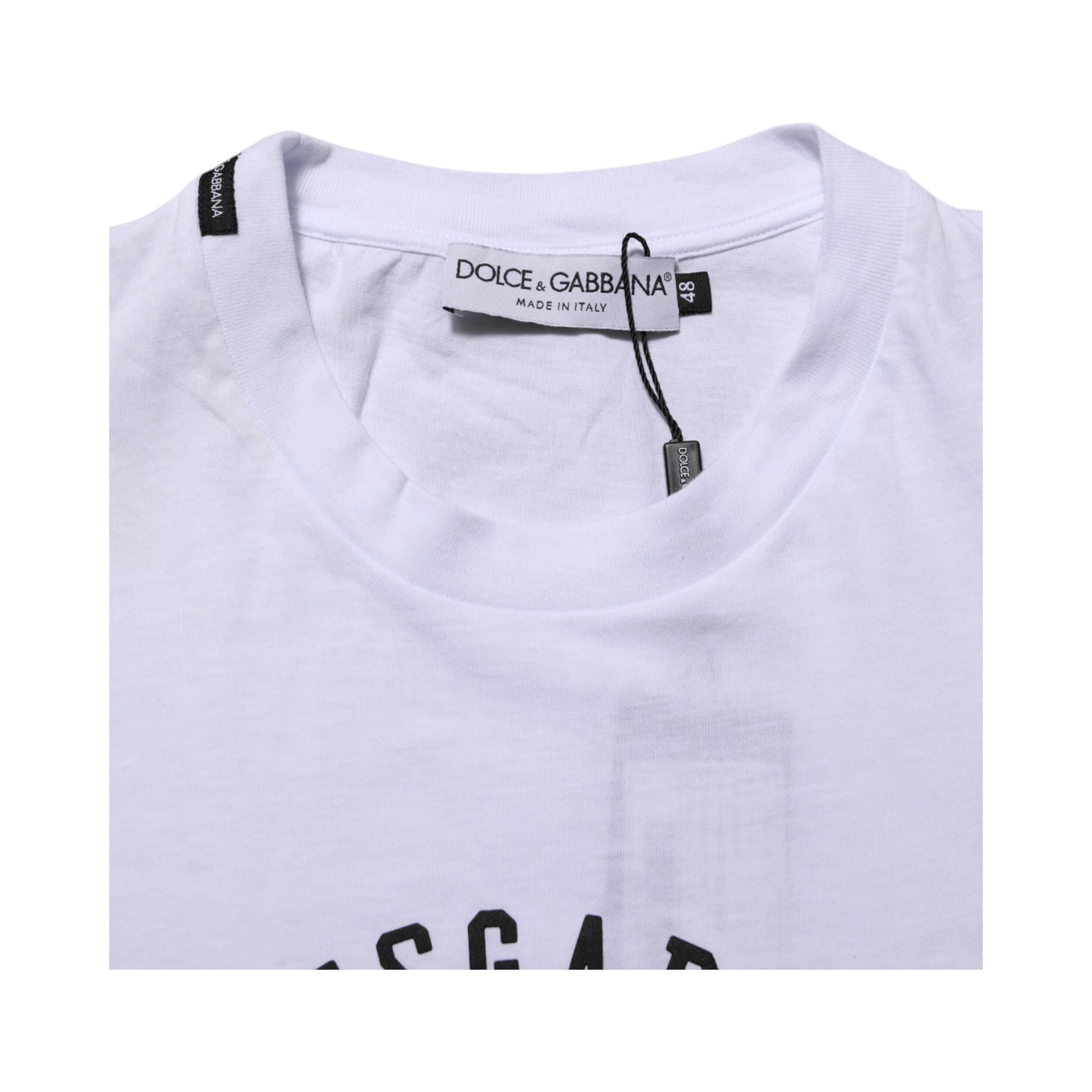 White Cotton Logo Print Crew Neck T-shirt