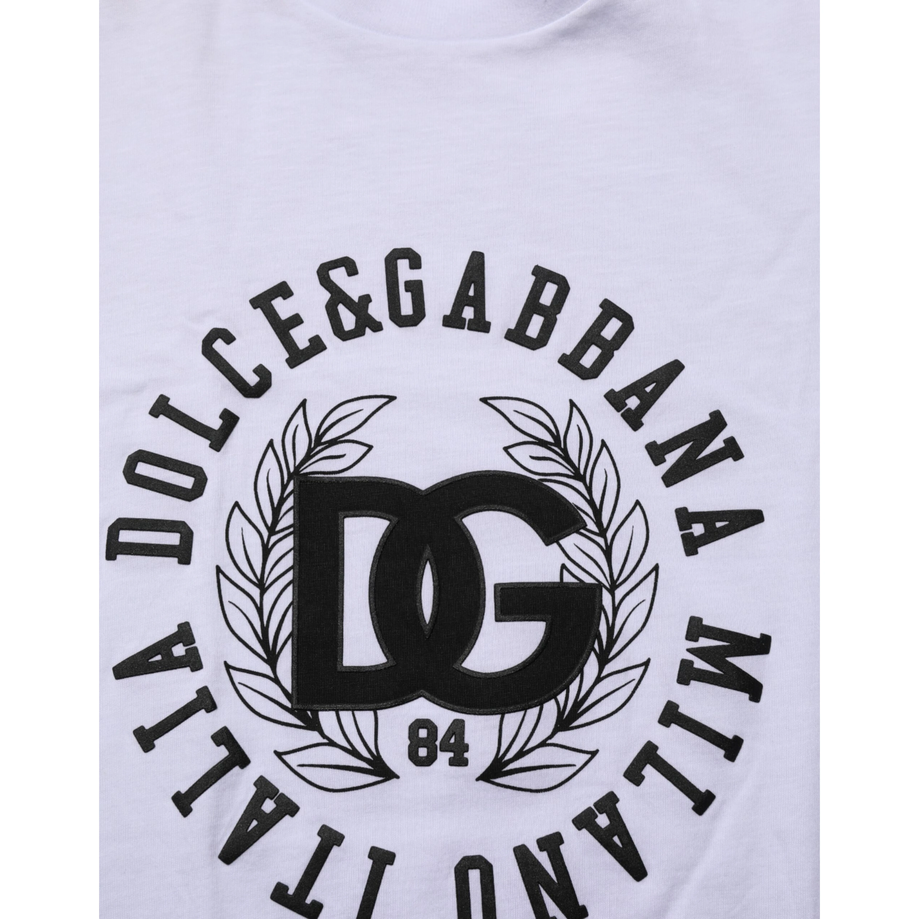 White Cotton Logo Print Crew Neck T-shirt