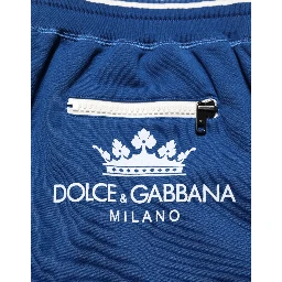 Blue Cotton Blend Bermuda Sweatpants Shorts