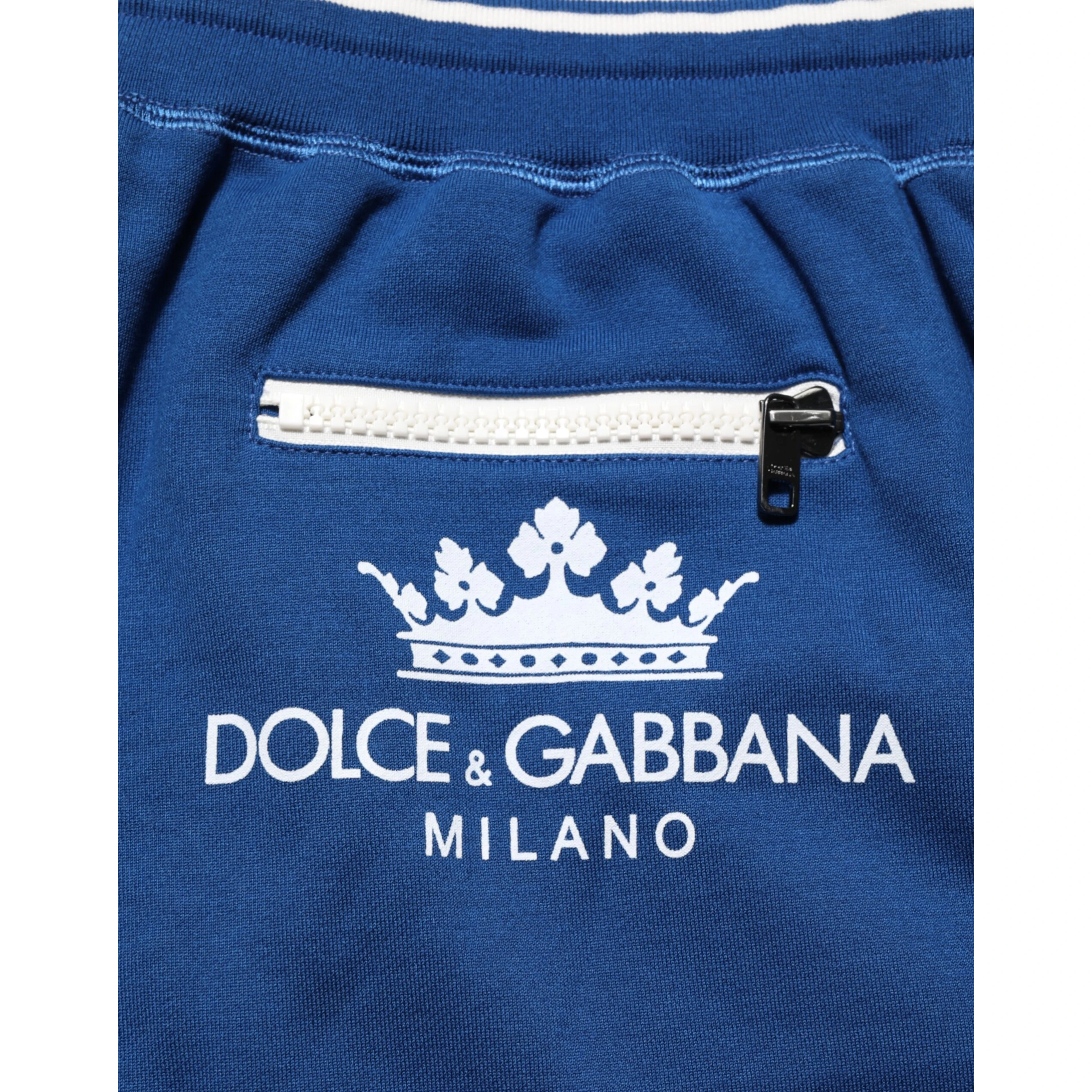 Blue Cotton Blend Bermuda Sweatpants Shorts