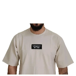 Ivory Cotton Ivory Printed Crewneck