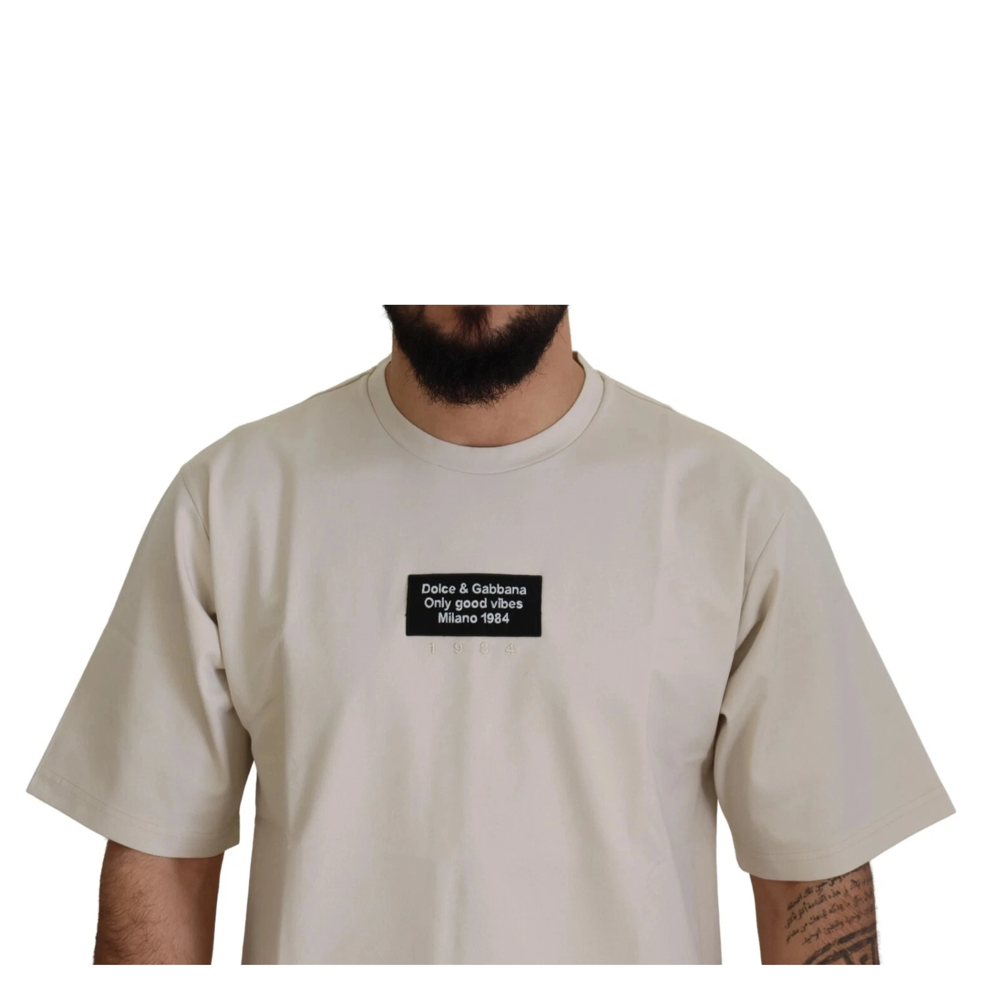 Ivory Cotton Ivory Printed Crewneck