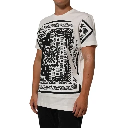 White Cotton Logo Bandana Print Men T-shirt
