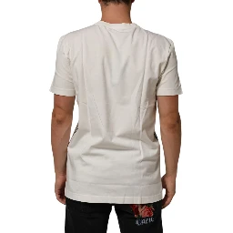 White Cotton Logo Bandana Print Men T-shirt