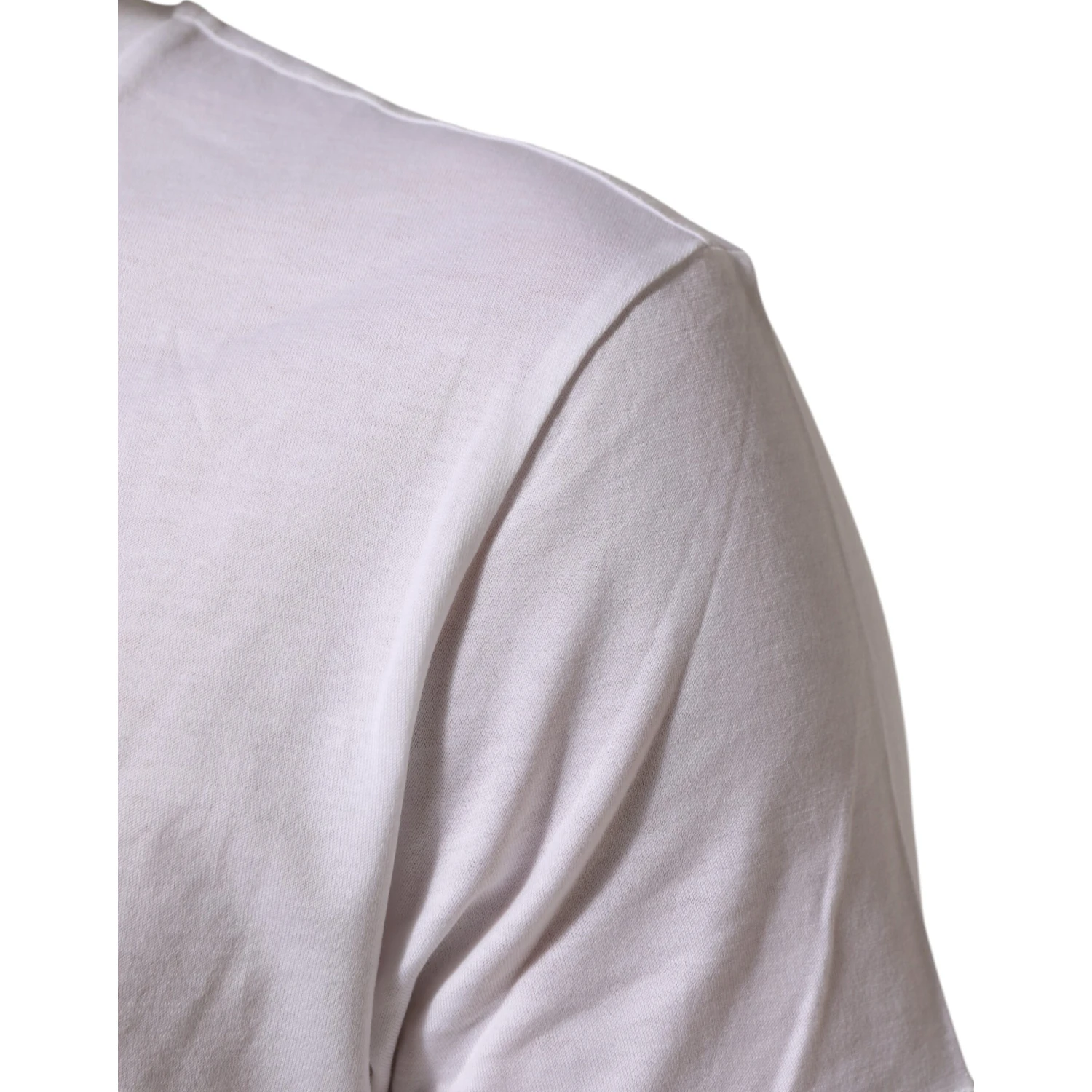 White Logo Print Cotton Crew Neck T-shirt