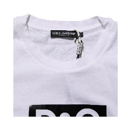 White Logo Print Cotton Crew Neck T-shirt