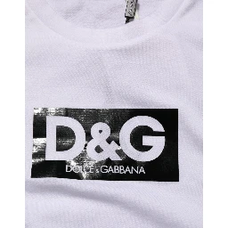 White Logo Print Cotton Crew Neck T-shirt