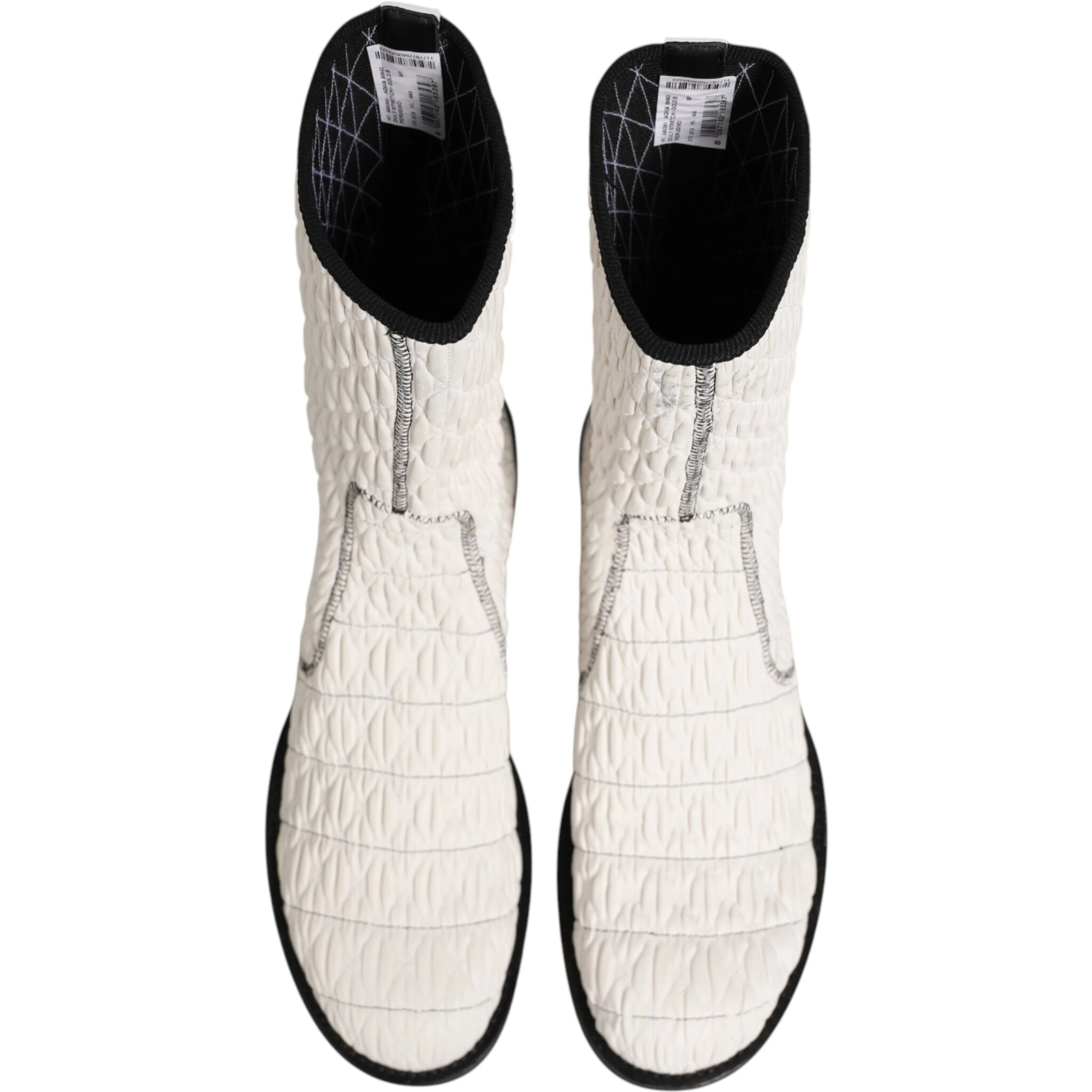 White Lambskin Leather Mid Calf Boots Shoes