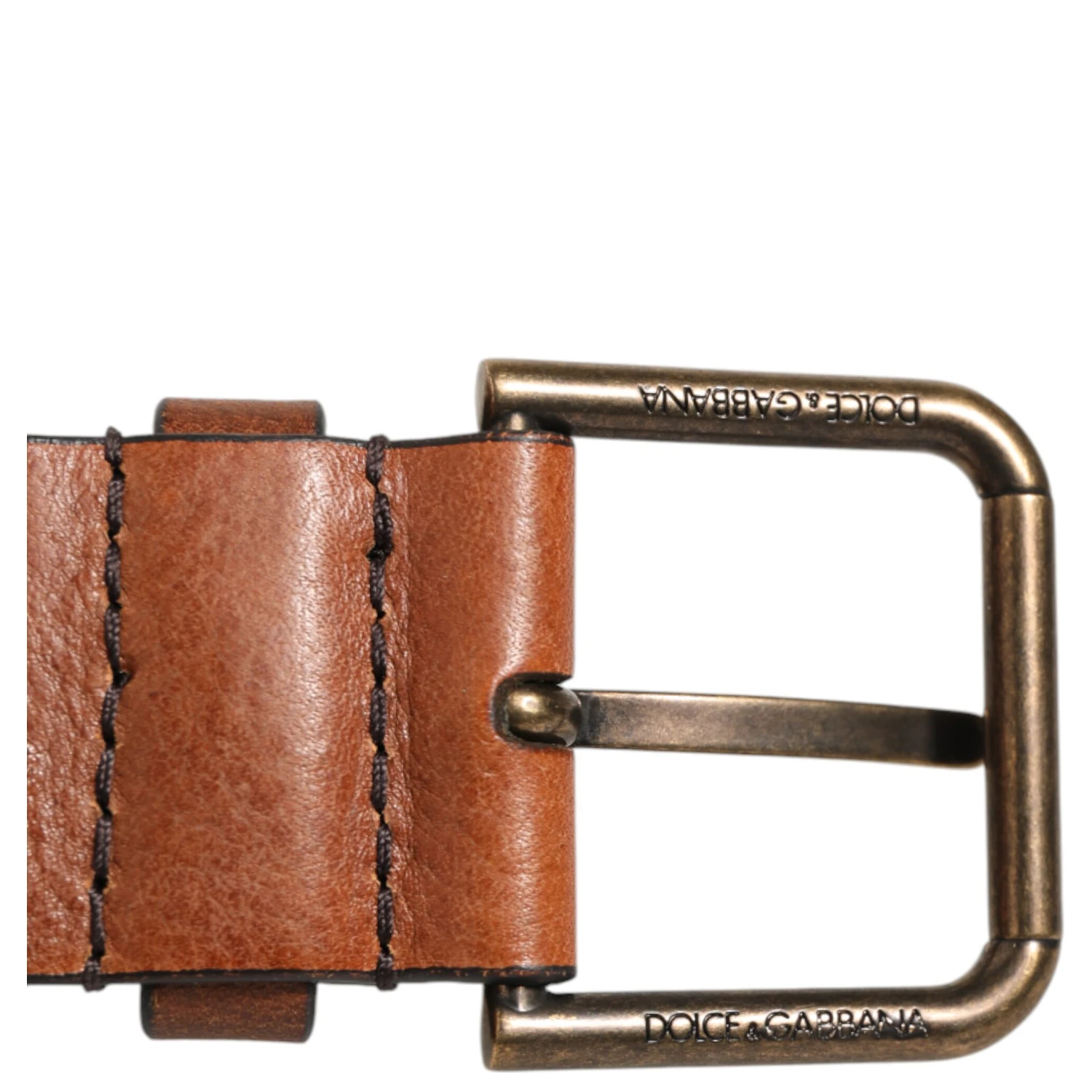 Brown Classic Gold Metal Logo Buckle Men Belt