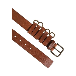 Brown Classic Gold Metal Logo Buckle Men Belt