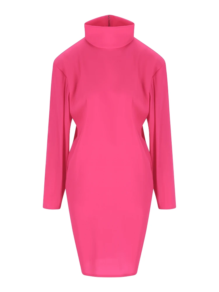 high-neck midi dress