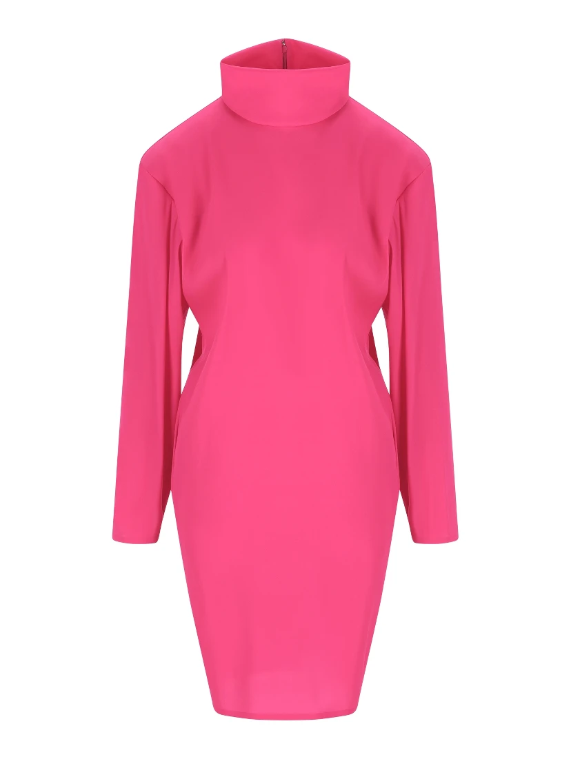 high-neck midi dress