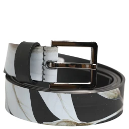 Multicolor PVC Floral Silver Buckle Men Belt