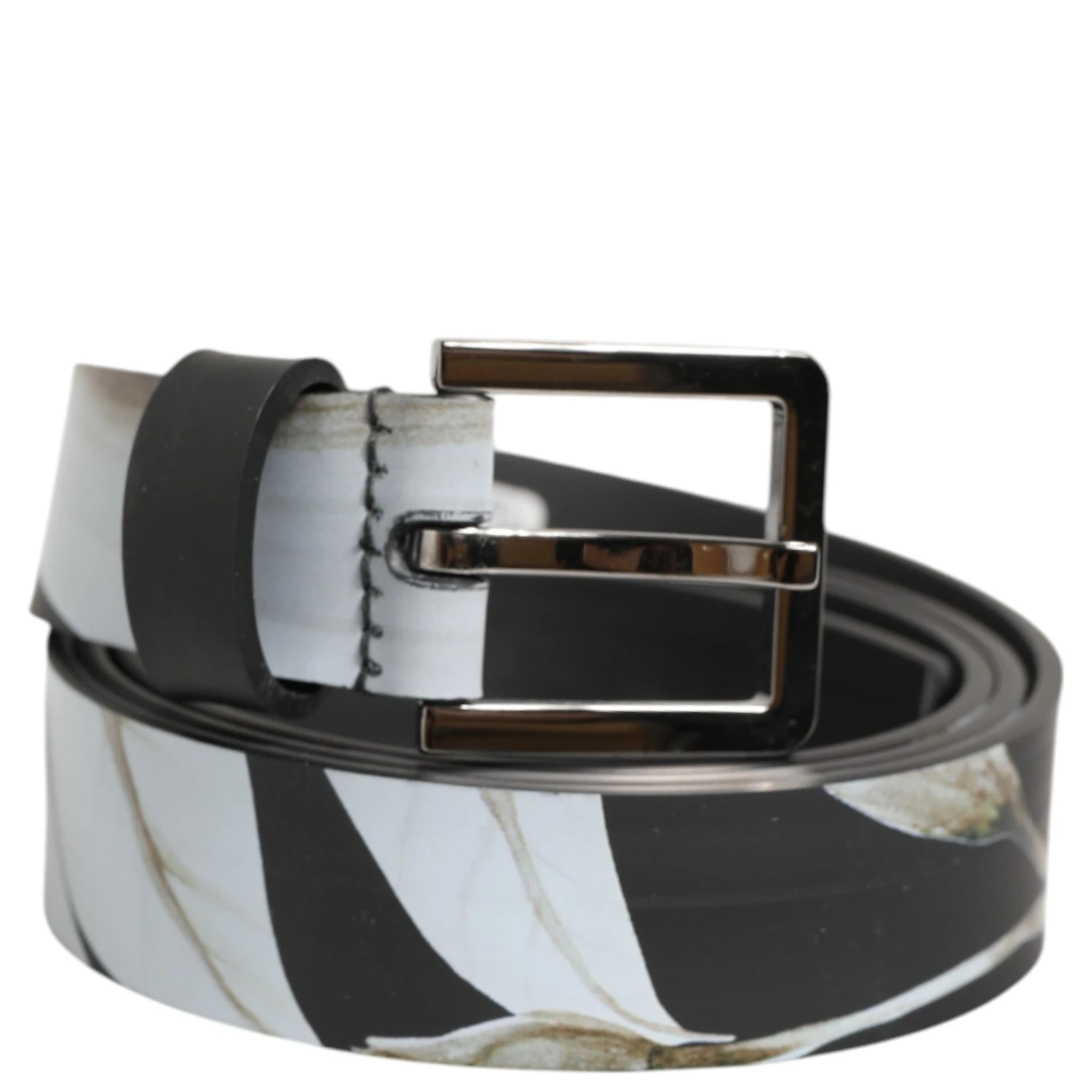 Multicolor PVC Floral Silver Buckle Men Belt