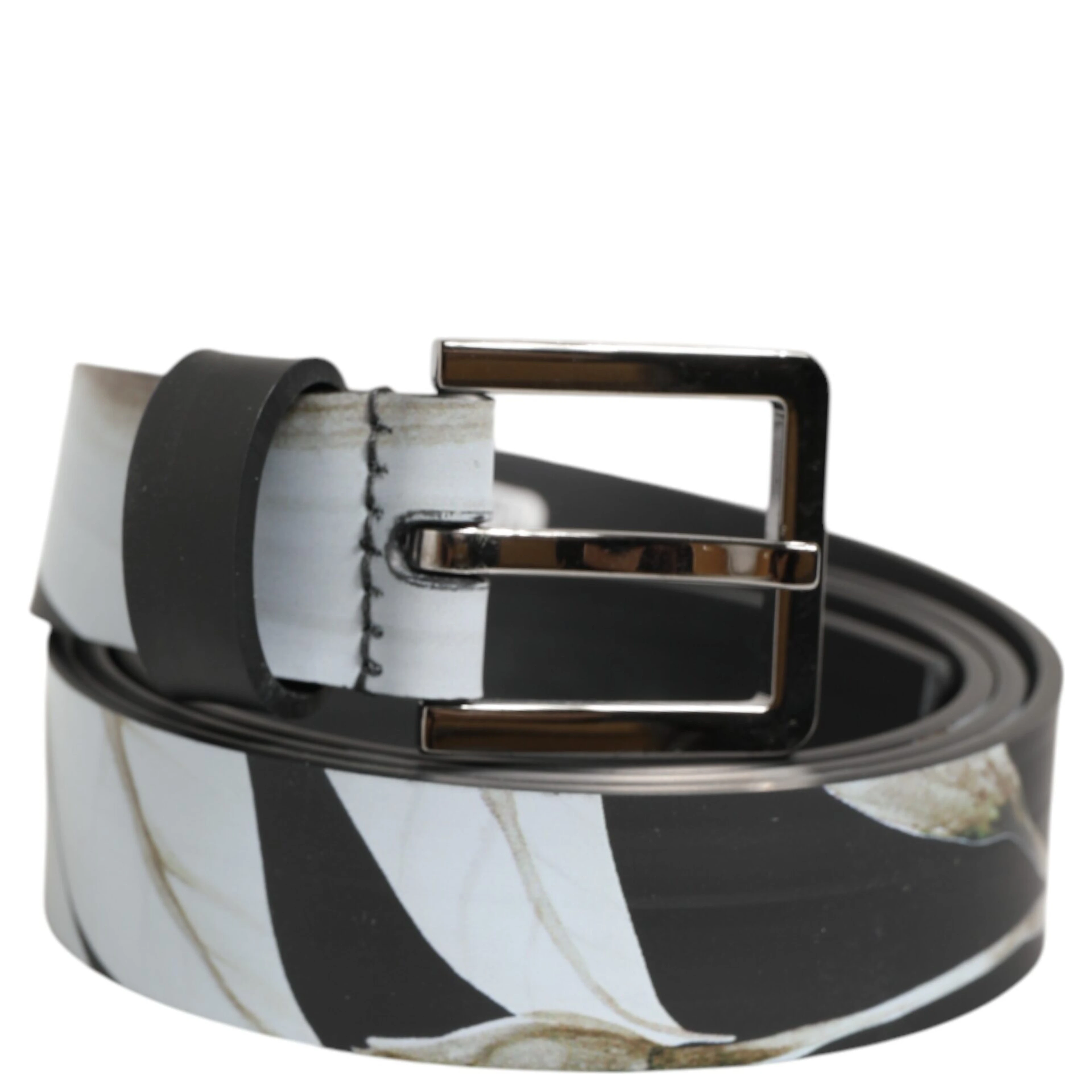 Multicolor PVC Floral Silver Buckle Men Belt