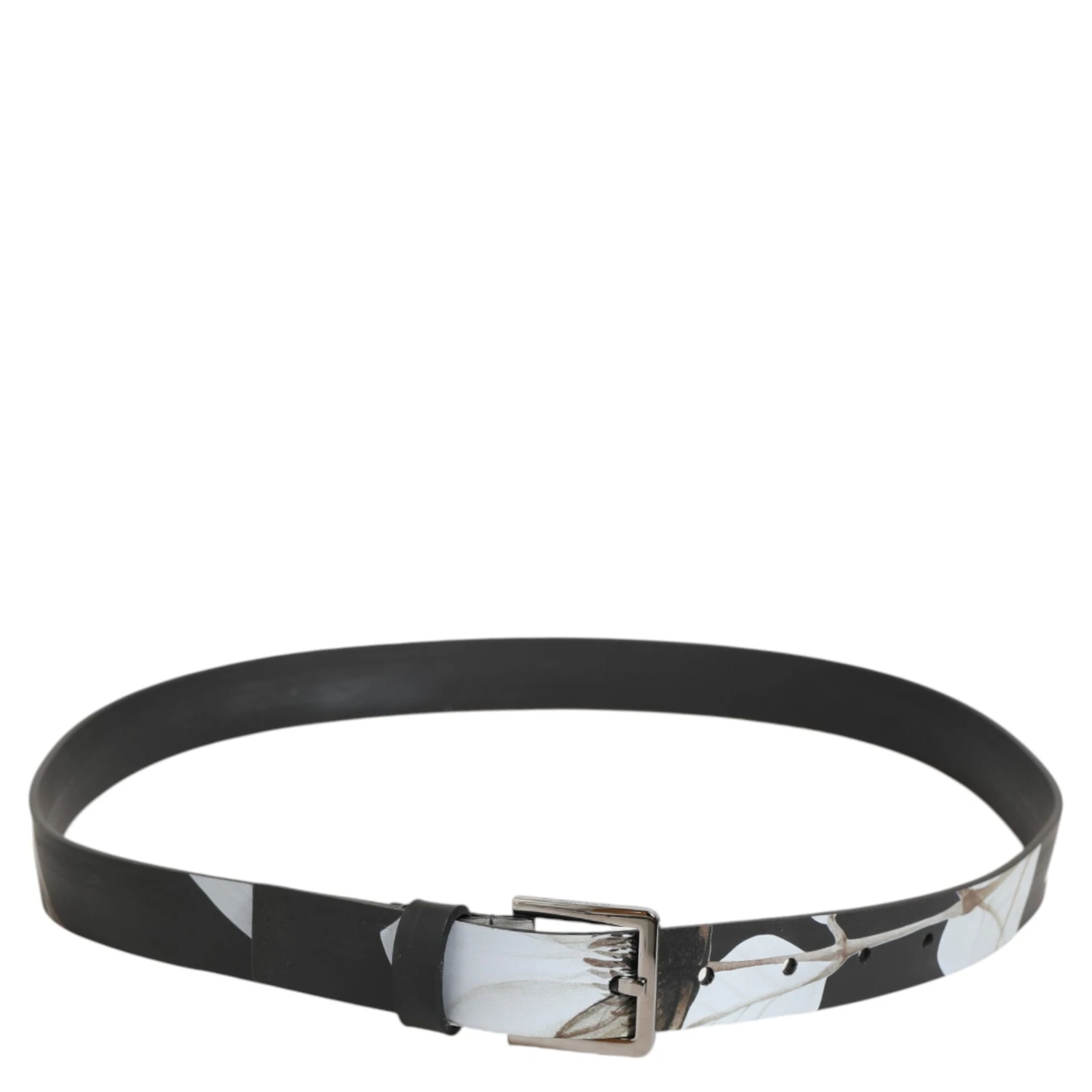 Multicolor PVC Floral Silver Buckle Men Belt