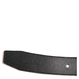 Pink Leather Perforated Detailing Buckle Belt