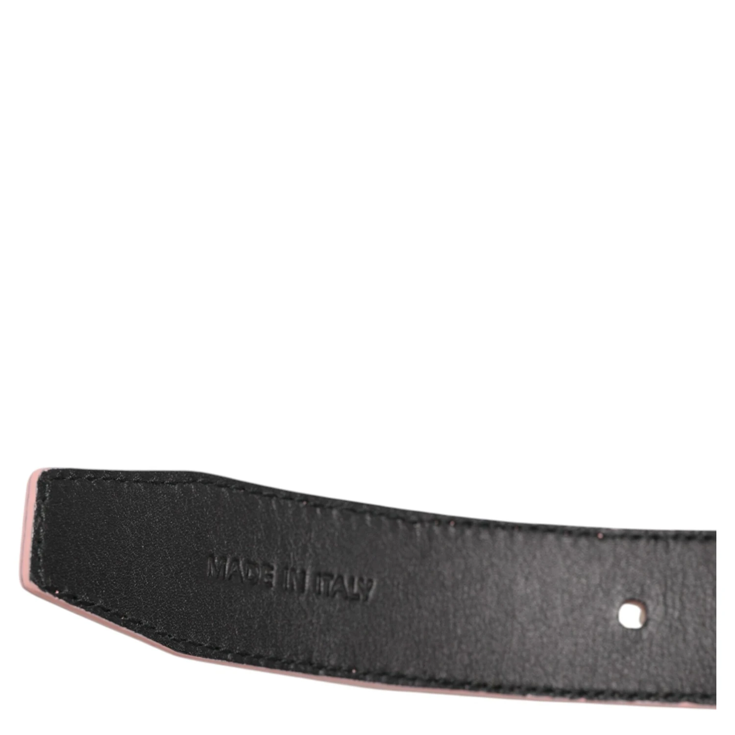 Pink Leather Perforated Detailing Buckle Belt