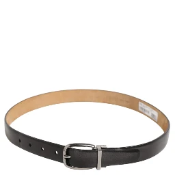 Black Classic Leather Silver-Tone Buckle Belt